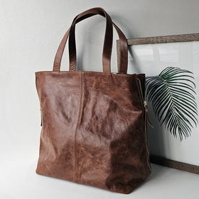 SALE Brooklyn Expandable Tote - Distressed Brown