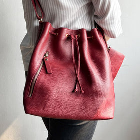 SALE Stella Bucket Bag - Carmine Red